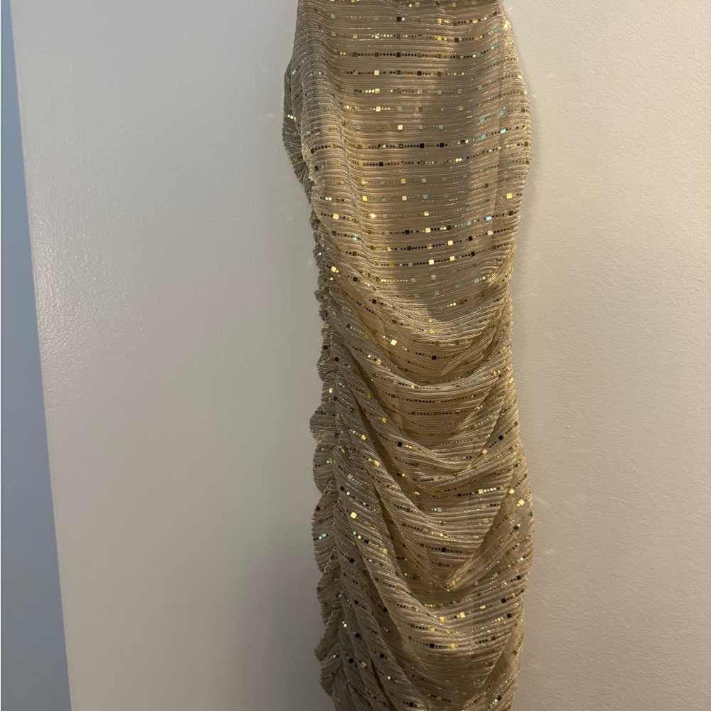 Superdown Gold Sequin Maxi Skirt